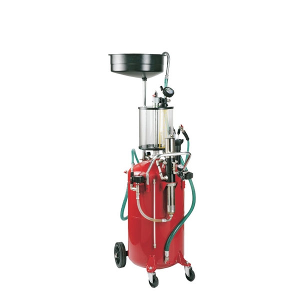Fahrbares Altölauffang- / Altölabsauggeräte - Glasmesszylinder - 80 L Behälter
